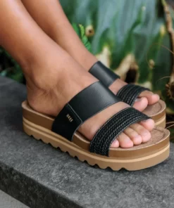 REEF Sandals | Slides>Cushion Vista Hi Black Braid