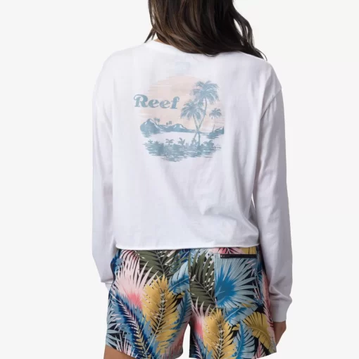 REEF T-Shirts>Dreamisle Long Sleeve Crop T-Shirt Bright White