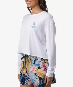 REEF T-Shirts>Dreamisle Long Sleeve Crop T-Shirt Bright White