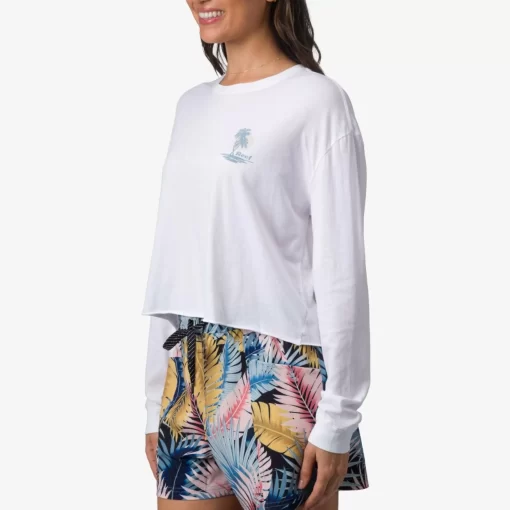 REEF T-Shirts>Dreamisle Long Sleeve Crop T-Shirt Bright White