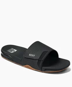 REEF Sandals>Fanning Slide Black/Silver