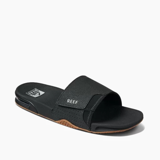 REEF Sandals>Fanning Slide Black/Silver