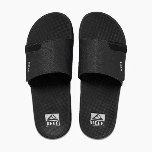 REEF Sandals>Fanning Slide Black/Silver