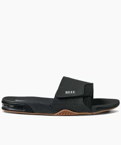 REEF Sandals>Fanning Slide Black/Silver