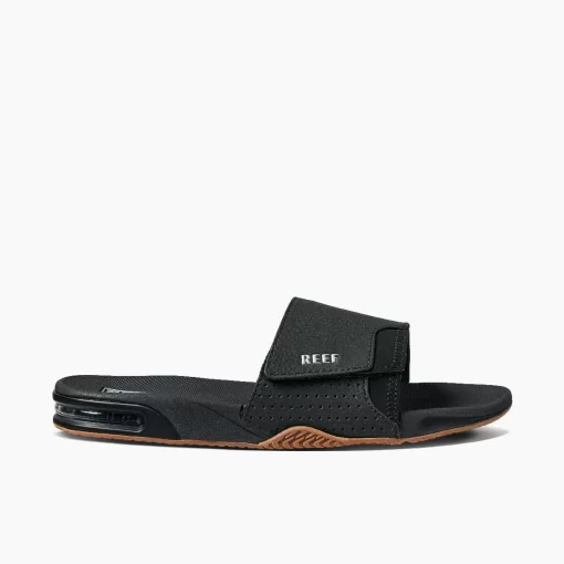 REEF Sandals>Fanning Slide Black/Silver