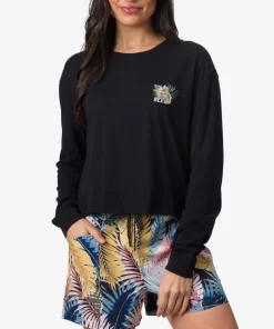 REEF T-Shirts>Gal Long Sleeve Crop T-Shirt Caviar