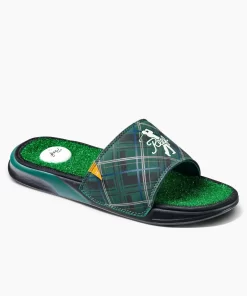 REEF Sandals | Slides>Mulligan Slide Green Tartan