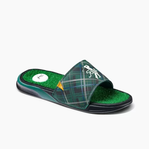 REEF Sandals | Slides>Mulligan Slide Green Tartan