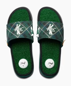 REEF Sandals | Slides>Mulligan Slide Green Tartan