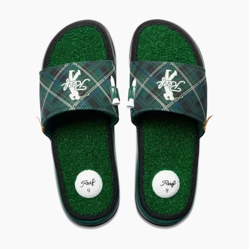 REEF Sandals | Slides>Mulligan Slide Green Tartan