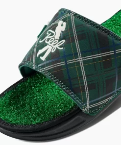 REEF Sandals | Slides>Mulligan Slide Green Tartan