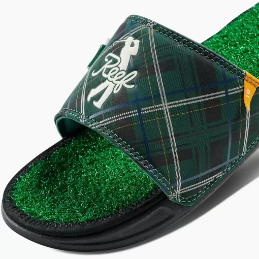 REEF Sandals | Slides>Mulligan Slide Green Tartan