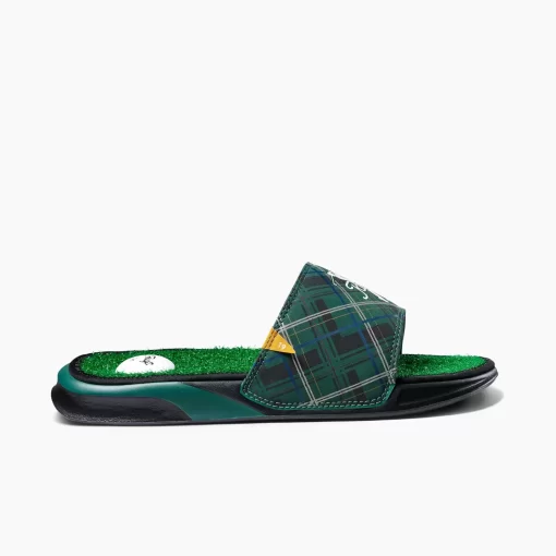 REEF Sandals | Slides>Mulligan Slide Green Tartan