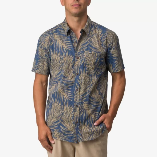 REEF Shirts>Rains Short Sleeve Shirt Insigna Blue