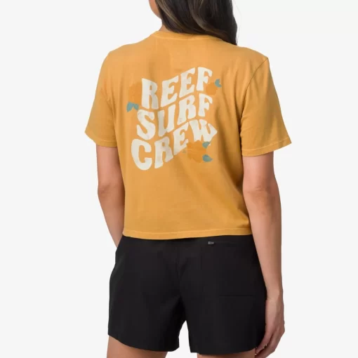 REEF T-Shirts>Sunkiss Crop Short Sleeve T-Shirt Honey Mustard