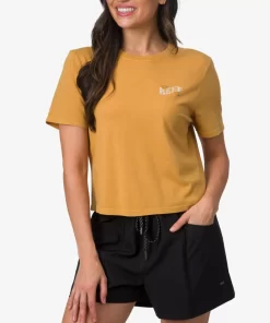 REEF T-Shirts>Sunkiss Crop Short Sleeve T-Shirt Honey Mustard