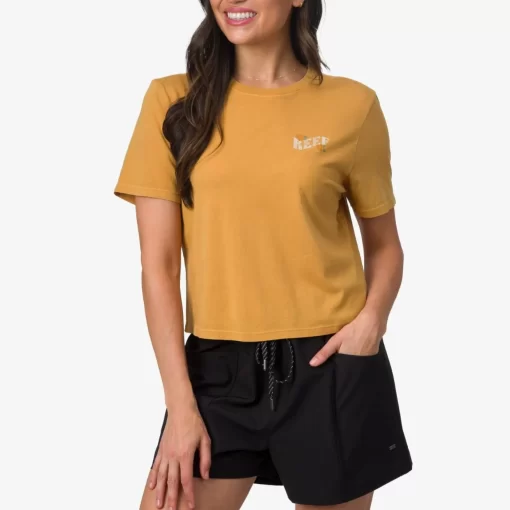 REEF T-Shirts>Sunkiss Crop Short Sleeve T-Shirt Honey Mustard