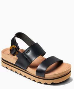 REEF Sandals>Vista Hi Buckle Black/Tan