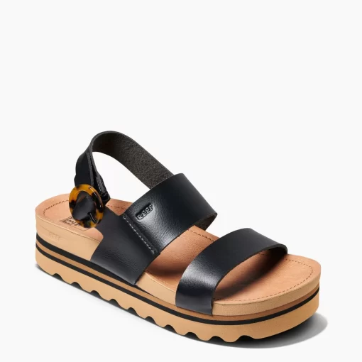 REEF Sandals>Vista Hi Buckle Black/Tan