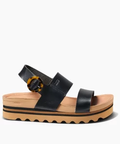 REEF Sandals>Vista Hi Buckle Black/Tan