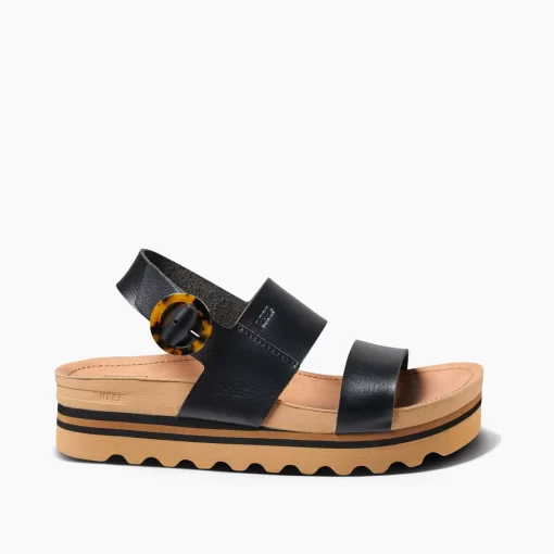 REEF Sandals>Vista Hi Buckle Black/Tan