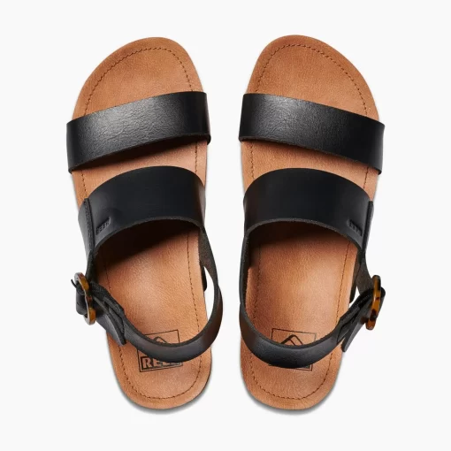 REEF Sandals>Vista Hi Buckle Black/Tan