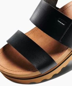 REEF Sandals>Vista Hi Buckle Black/Tan