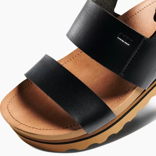 REEF Sandals>Vista Hi Buckle Black/Tan