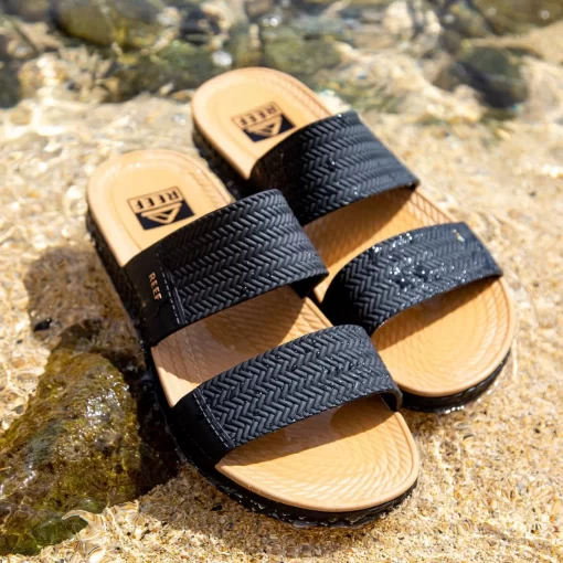 REEF Sandals | Slides>Water Vista Slide Black/Tan