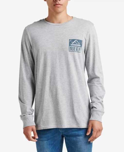 REEF T-Shirts>Wellie Graphic Long Sleeve Tee Heather Grey