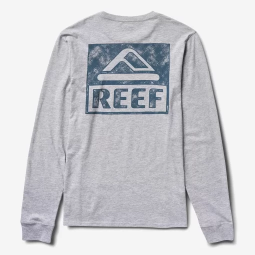 REEF T-Shirts>Wellie Graphic Long Sleeve Tee Heather Grey